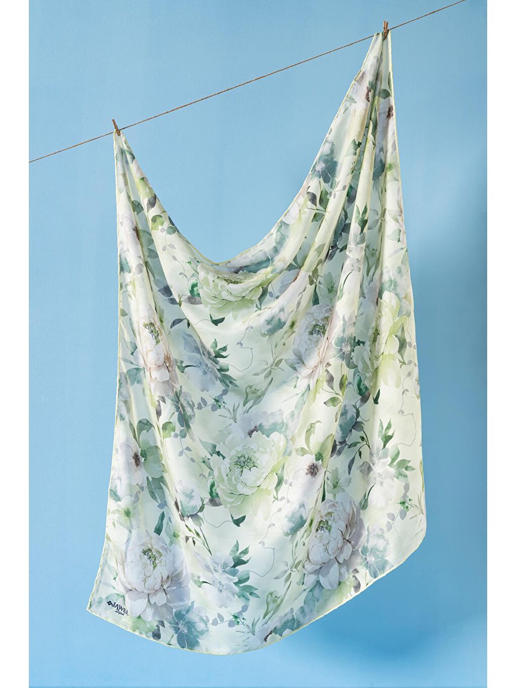 Yeşil Kadın Çiçek Desenli Ephedra Soft Eşarp-3