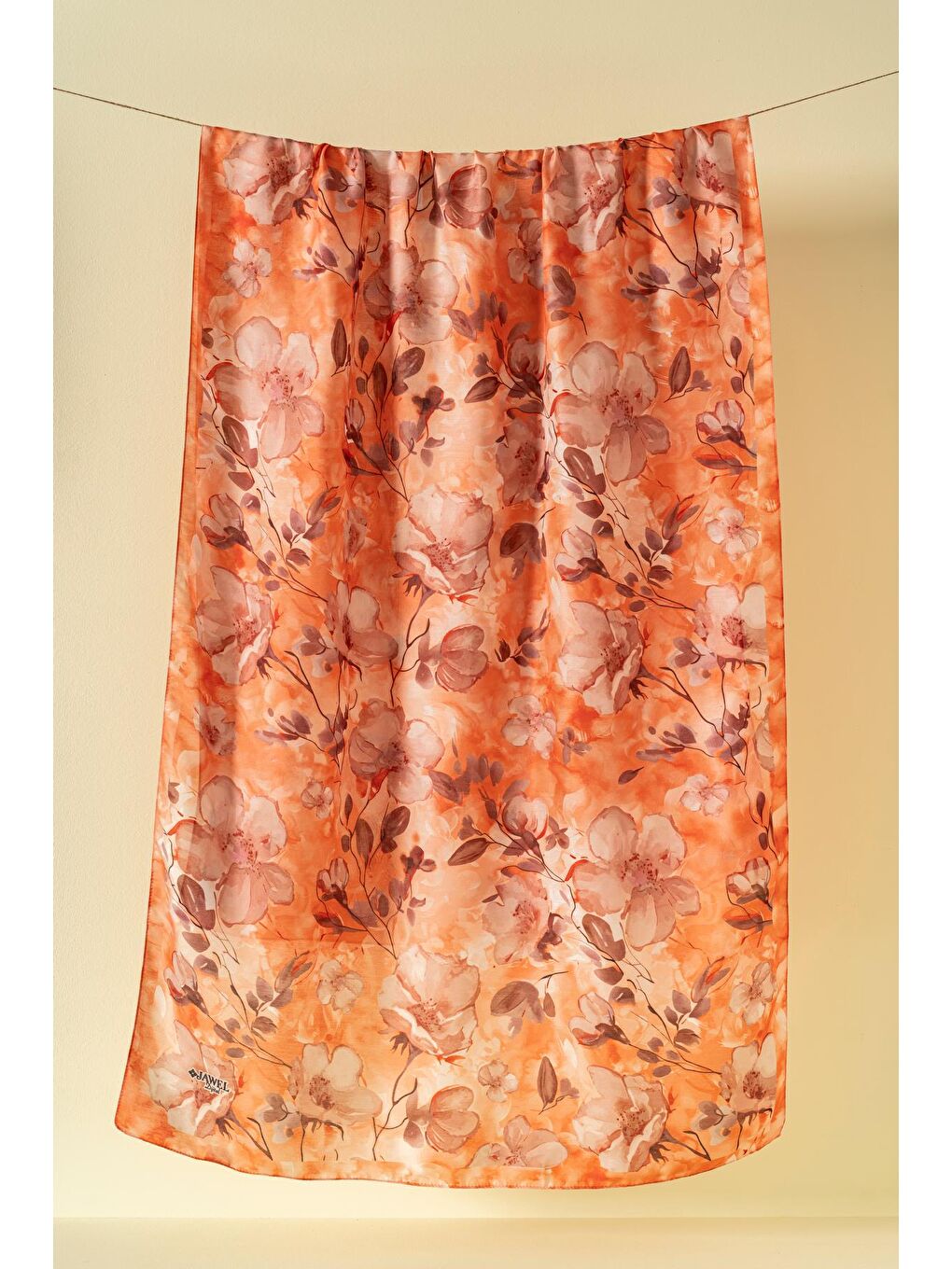 Turuncu Kadın Çiçekli Pachira Soft Şal-3
