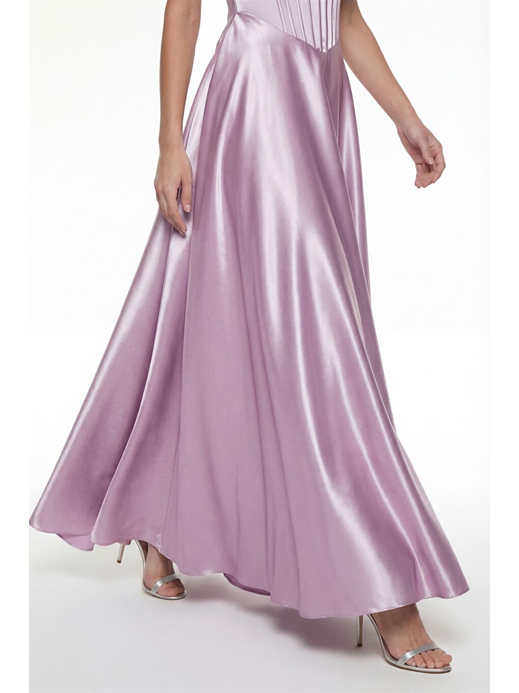 Pembe Kadın Pudra Kayık Yaka Taşlı Uzun Söz Nişan Nikah Abiye Elbise-3