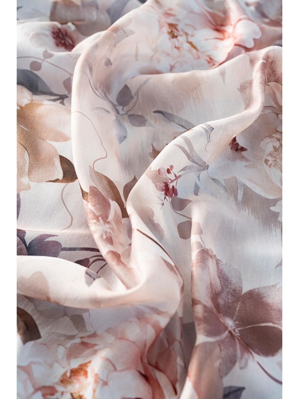 Bej Kadın Çiçek Desenli Ephedra Soft Eşarp-2