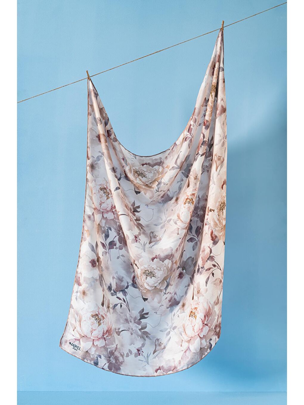 Bej Kadın Çiçek Desenli Ephedra Soft Eşarp-3