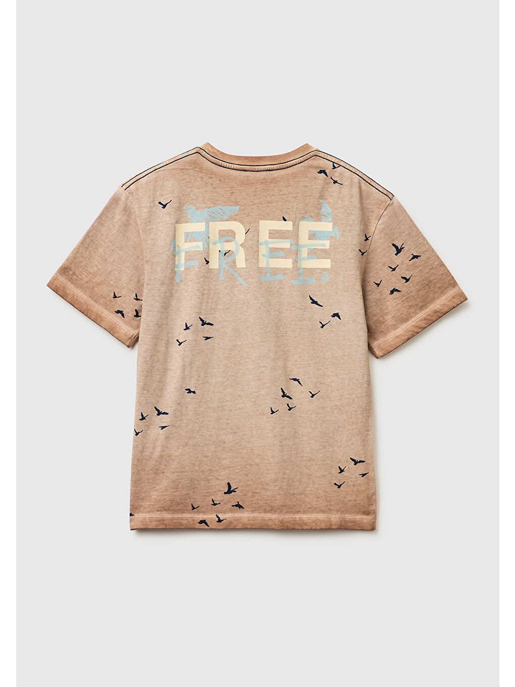 Erkek Çocuk Kahverengi Çoklu Baskılı Yuvarlak Yaka T-Shirt-1