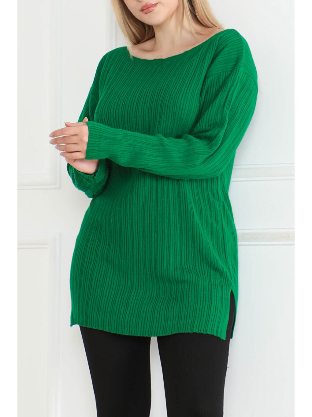 Yeşil Açık Yaka Kazak Yesil - 26629