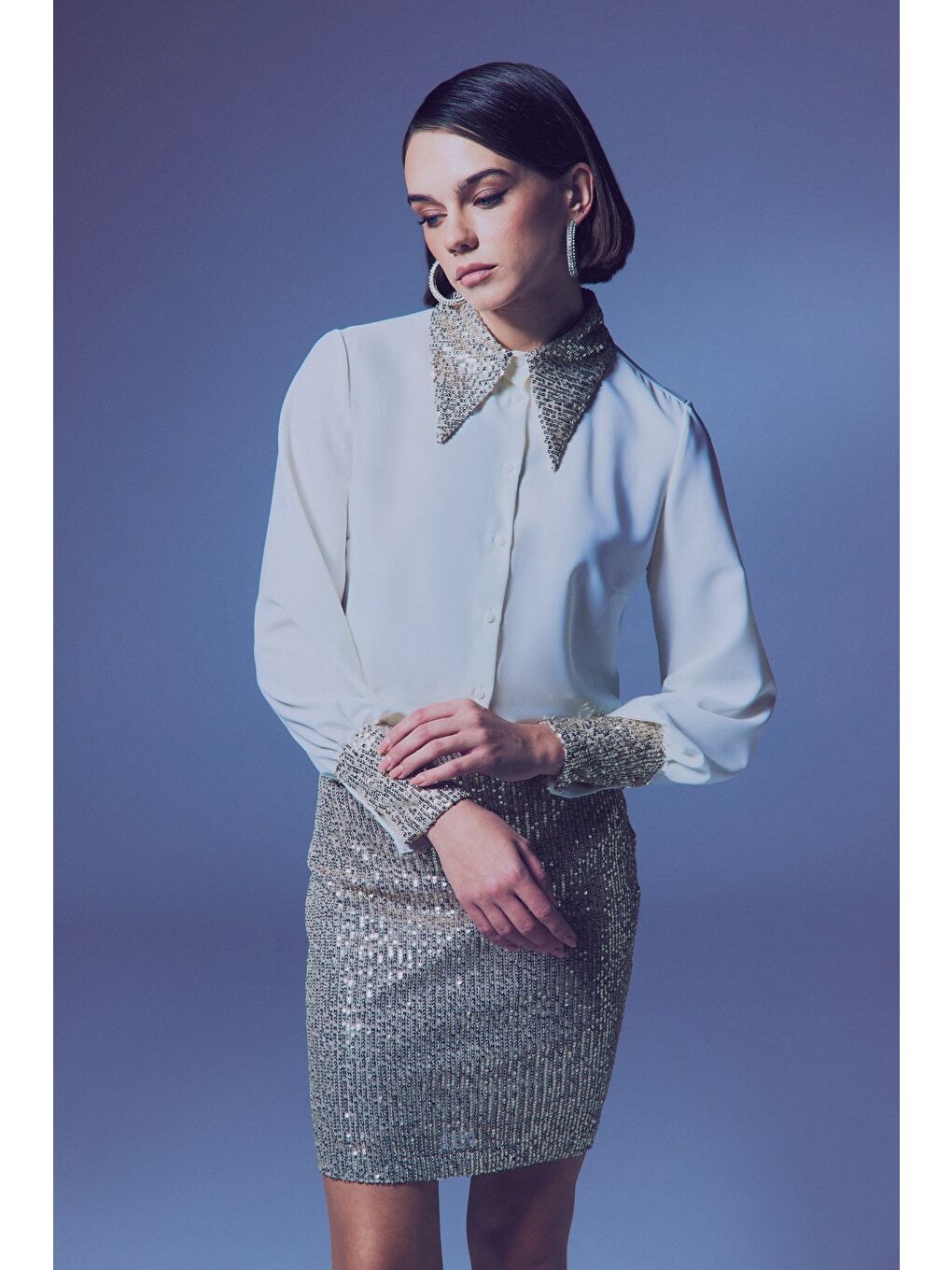 Payet Detaylı Gömlek - Ekru-Bej-1