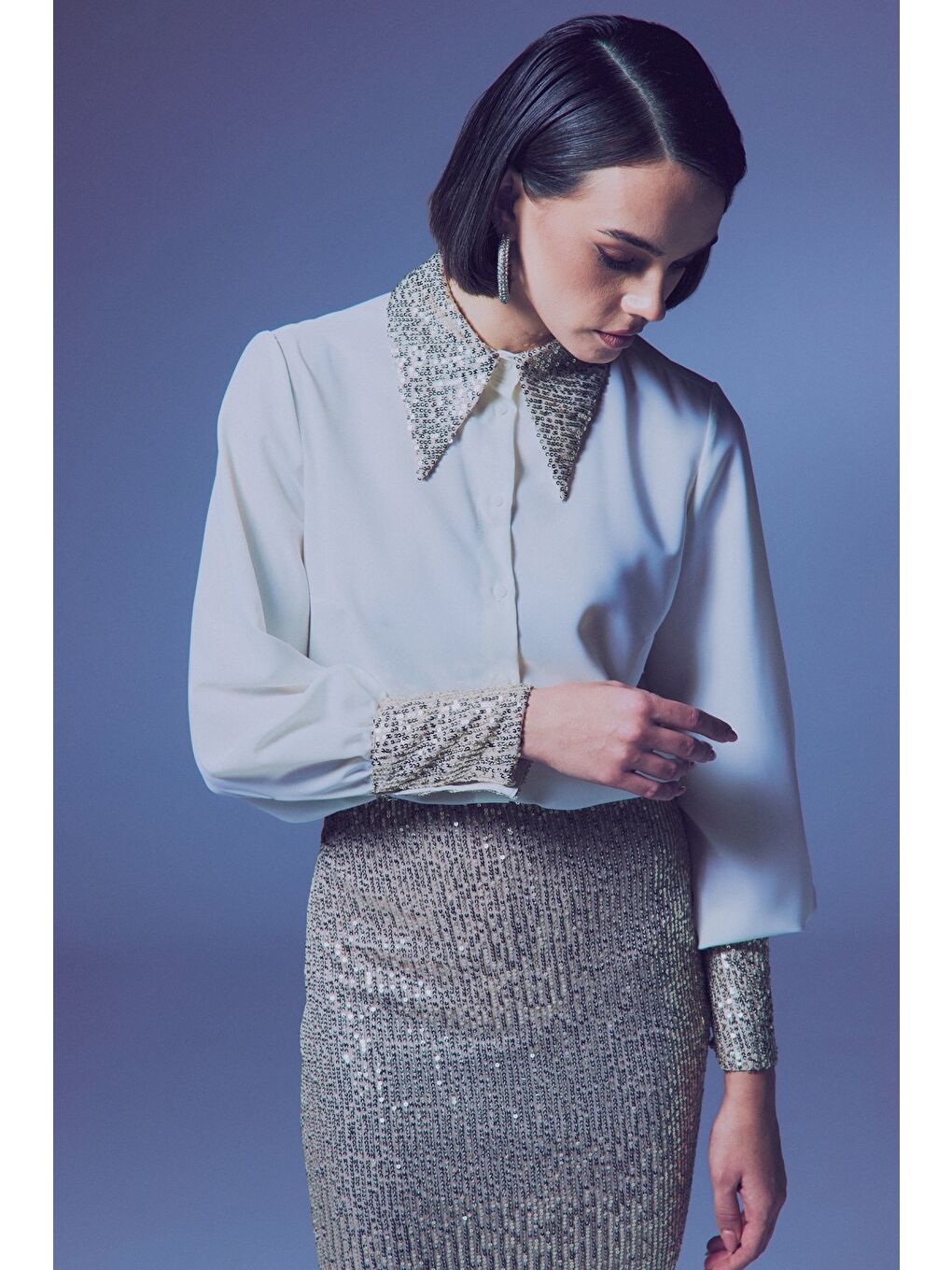 Payet Detaylı Gömlek - Ekru-Bej-2