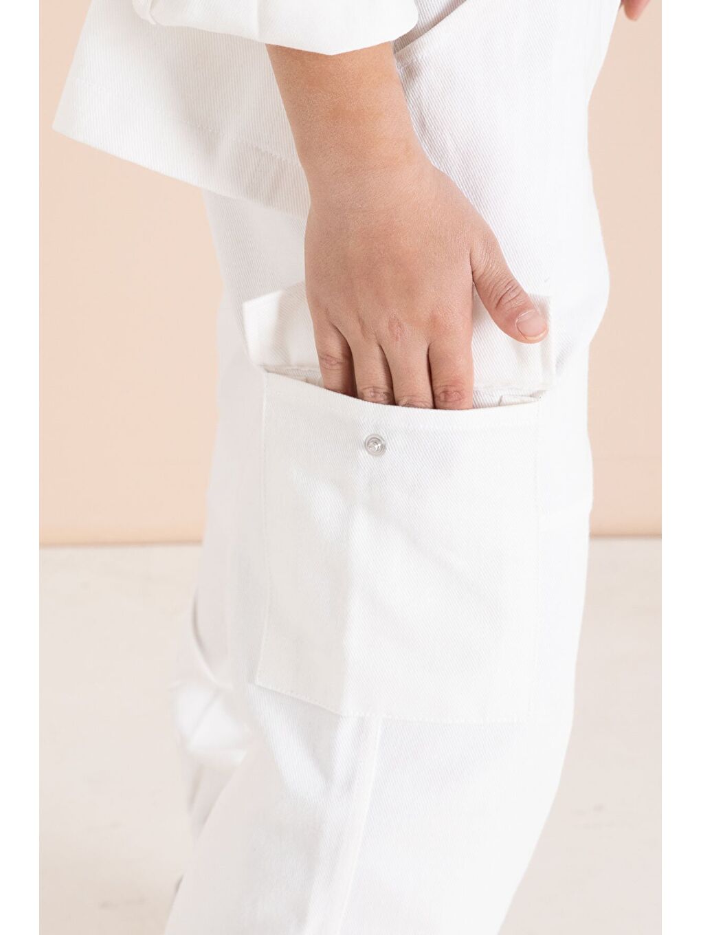 Ekru Kargo Cepli Jean Ceketli ve Pantolonlu Erkek Çocuk Tişörtlü 3lü Takım 23538-4