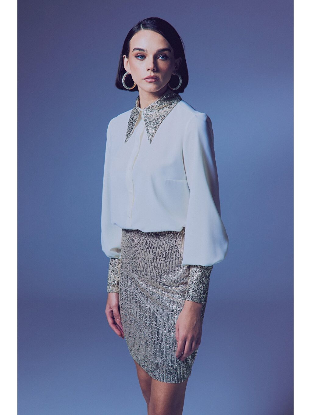 Payet Detaylı Gömlek - Ekru-Bej-3