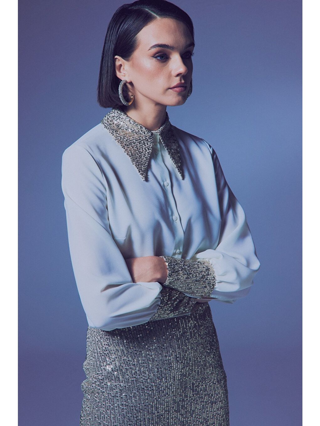 Payet Detaylı Gömlek - Ekru-Bej-4