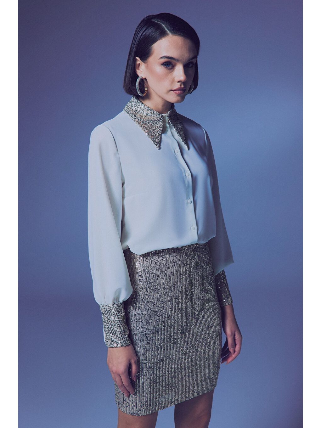 Payet Detaylı Gömlek - Ekru-Bej-5