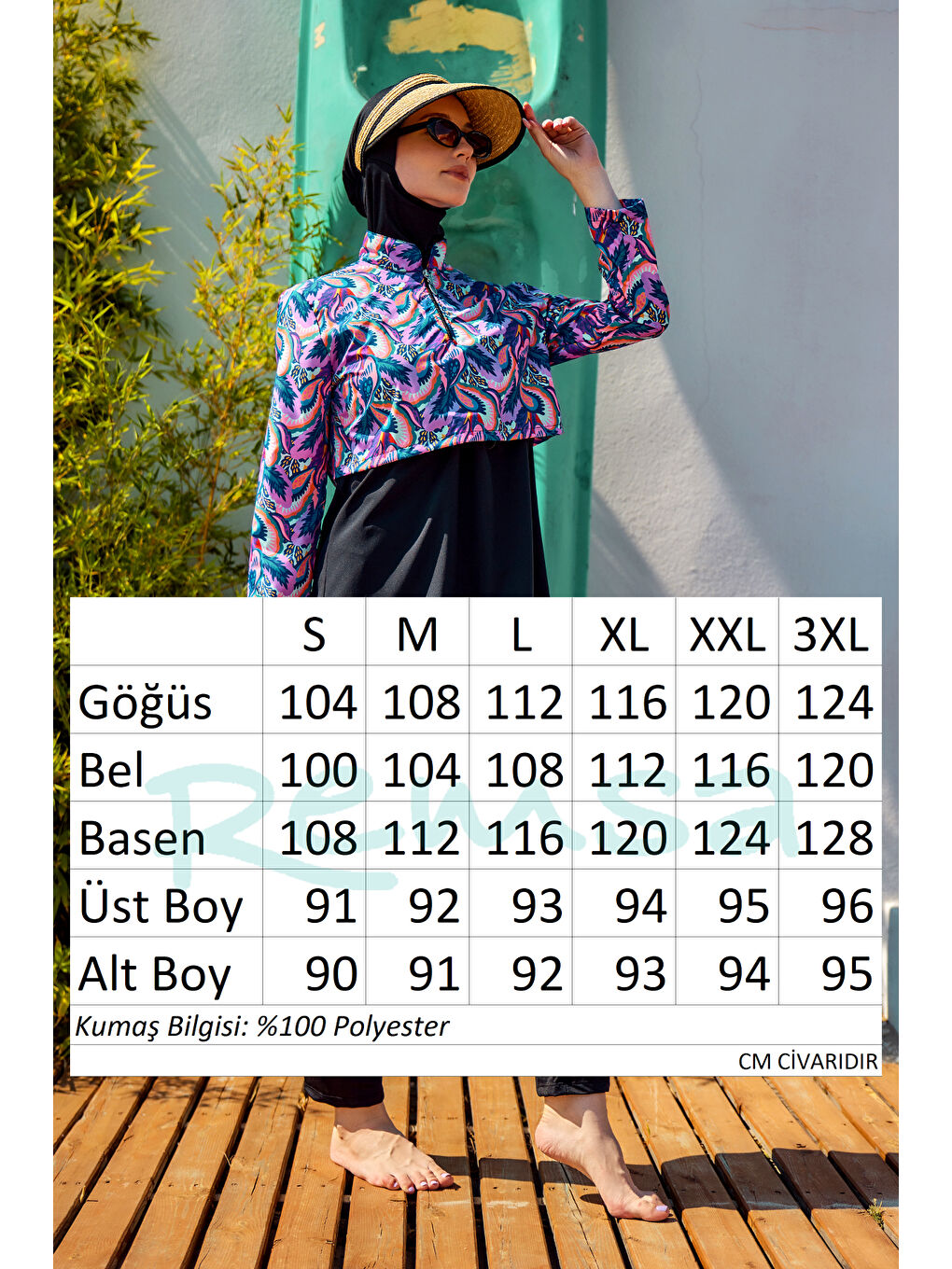 Önü Kapaklı Tam Kapalı Tesettür Mayo Siyah06 R5206-4