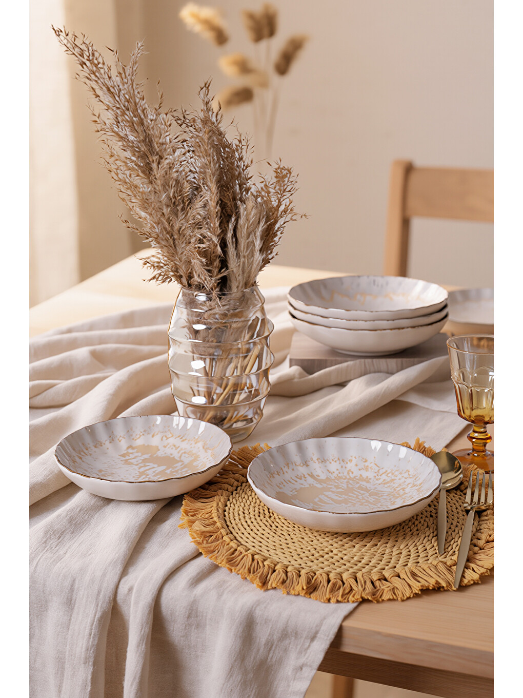 Ekru Vintage Cream Sirius Yemek Tabağı 20 Cm 6 Adet-2
