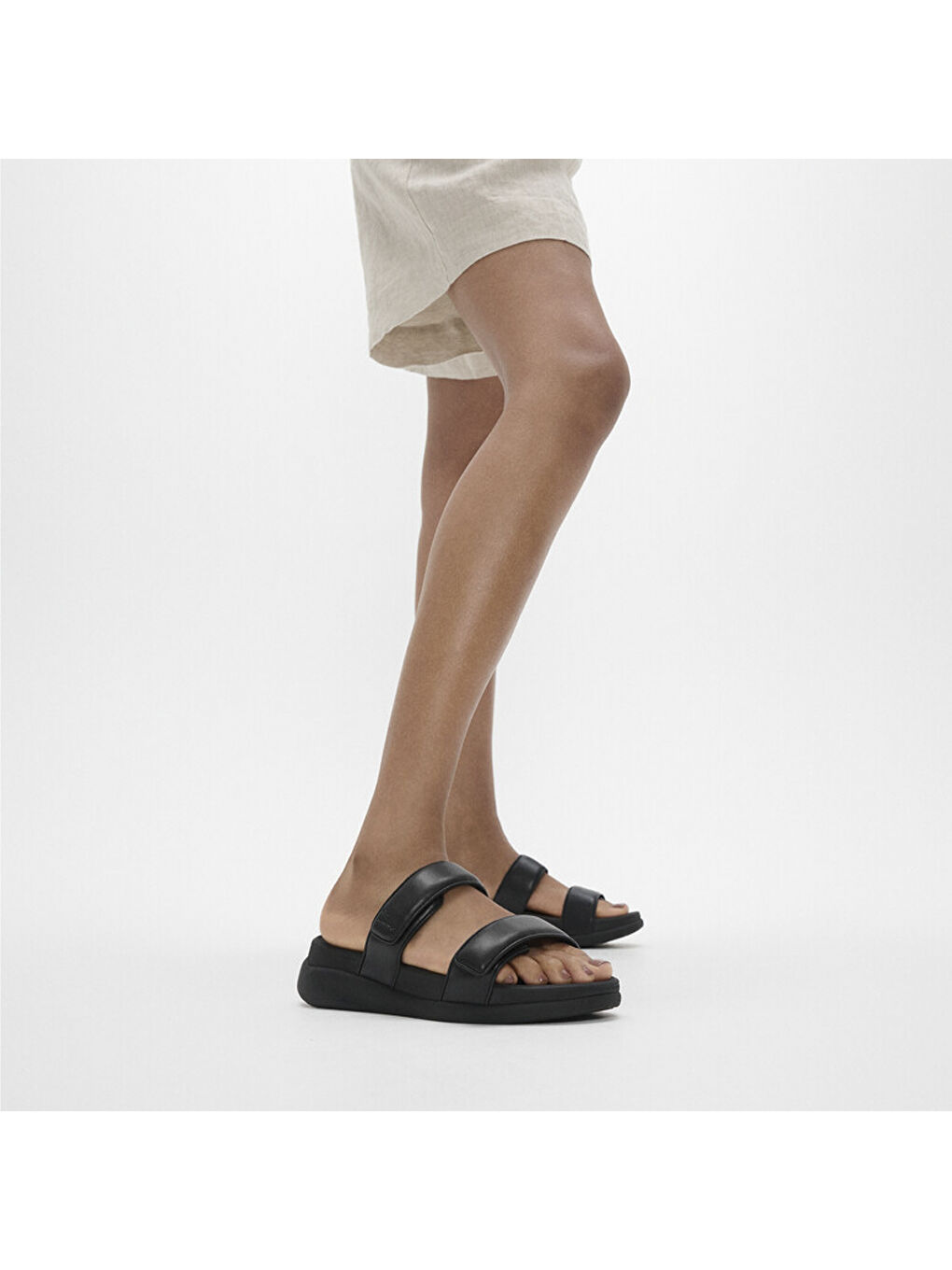 Siyah Kadın Terlik IW2-090 / 675/ A99 Fit Flop F-MODE GO Adjustable Two-Bar Slides-1