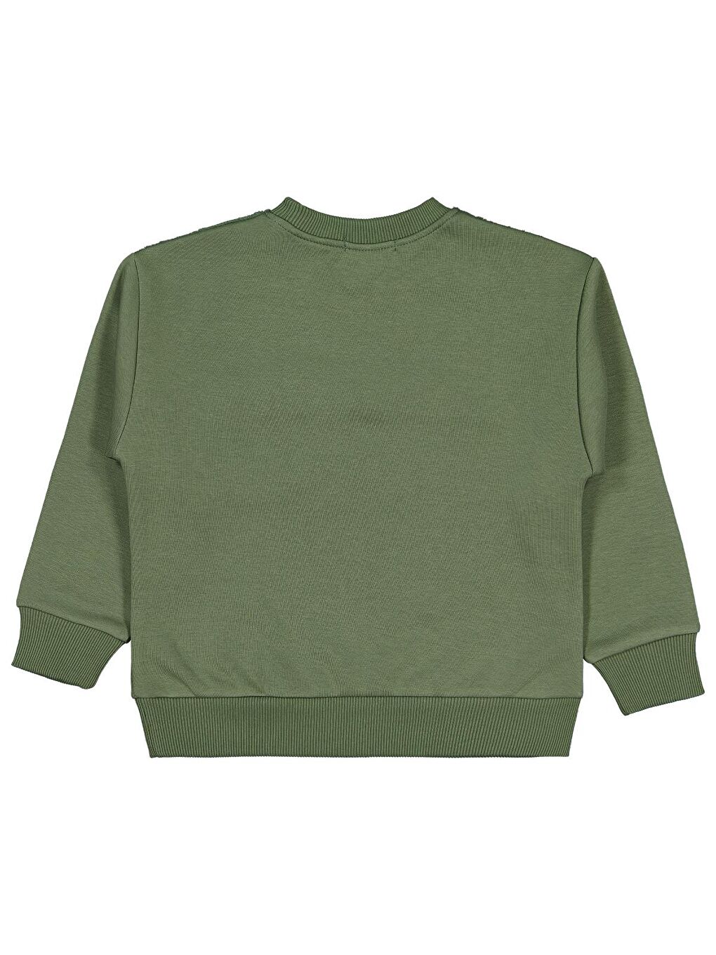 Boys Pelüş Garnili 6-9 Yaş Sweatshirt - Haki 9-10 Yaş-1