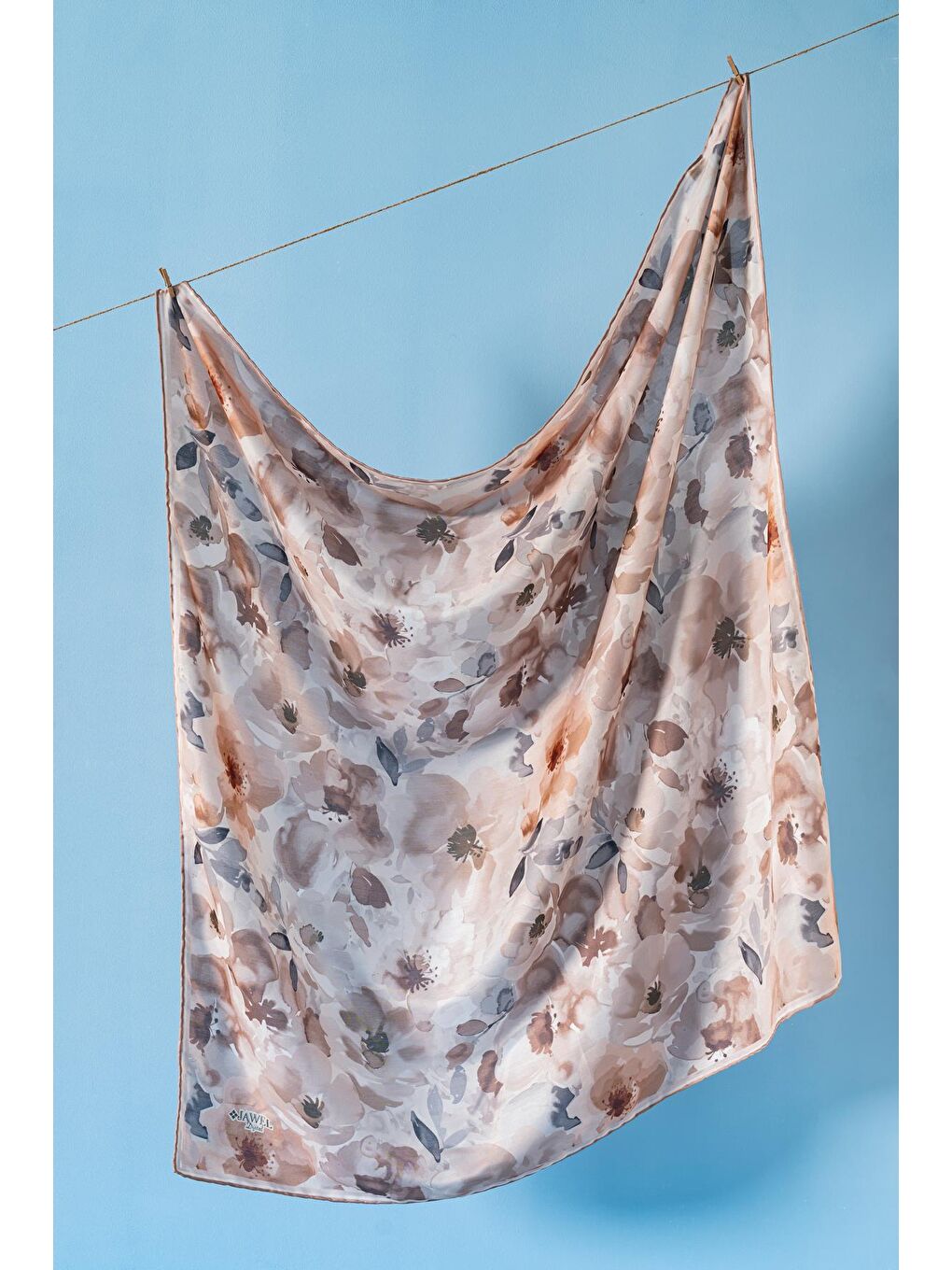 Bej Kadın Desenli Peonia Soft Eşarp-3