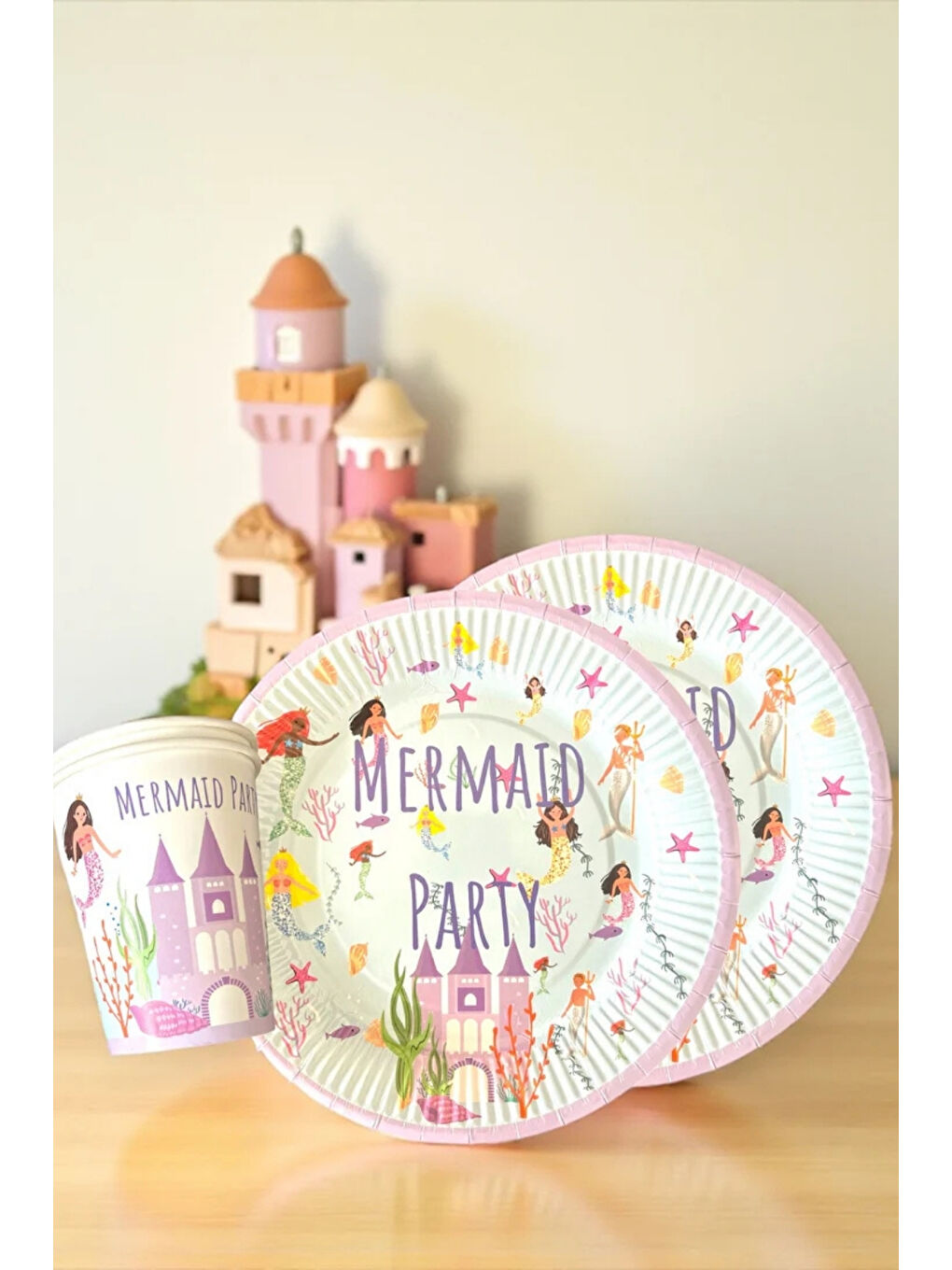 Mavi  Deniz Altı Temalı Tabak Bardak Set