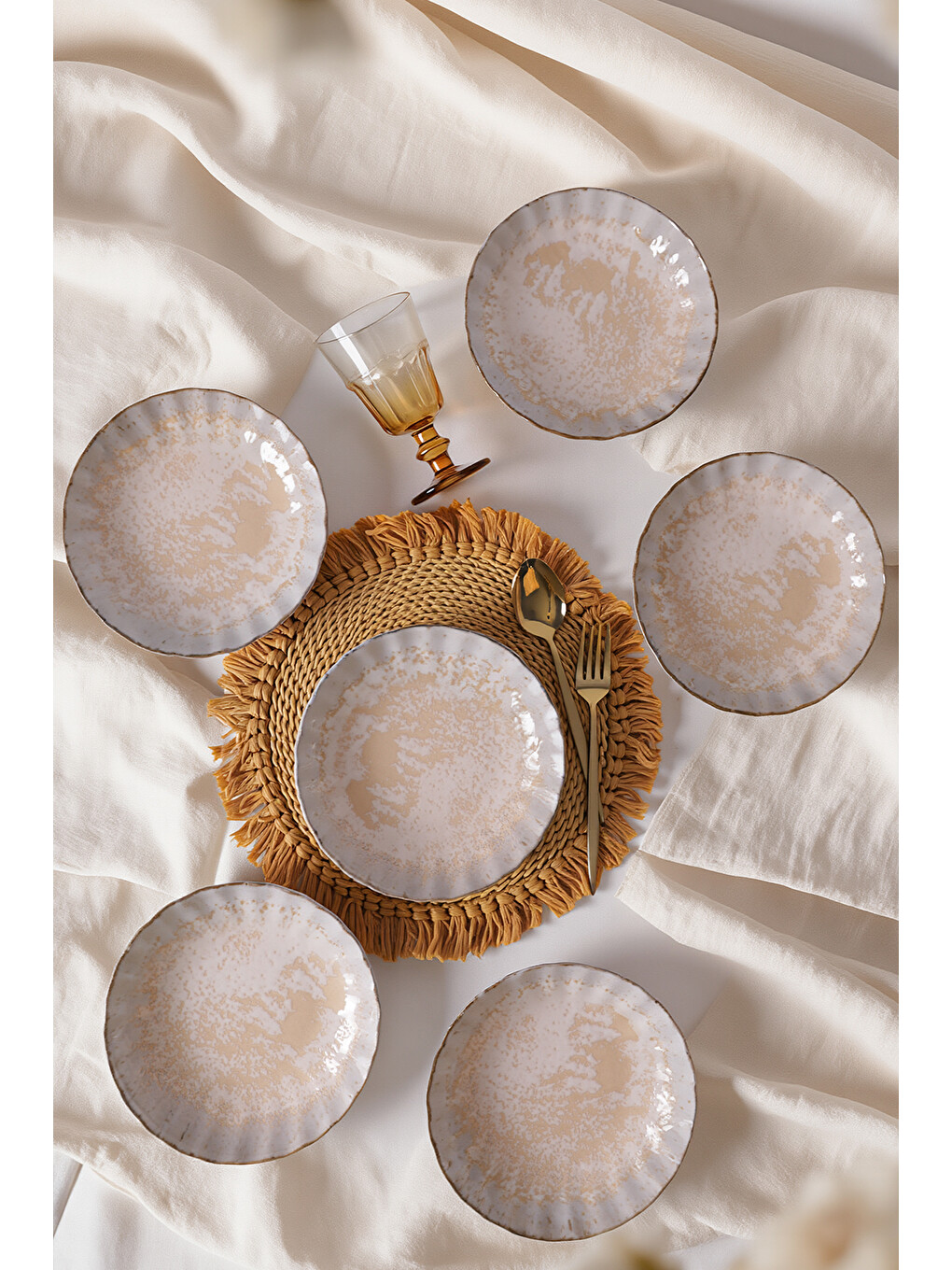 Ekru Vintage Cream Sirius Yemek Tabağı 20 Cm 6 Adet-3
