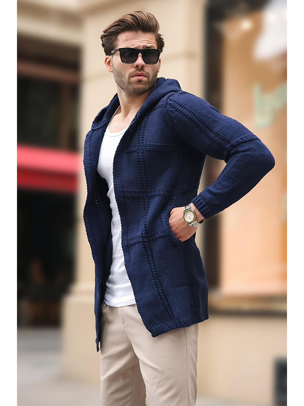 Örgü Detaylı Lacivert Hırka 2793-4