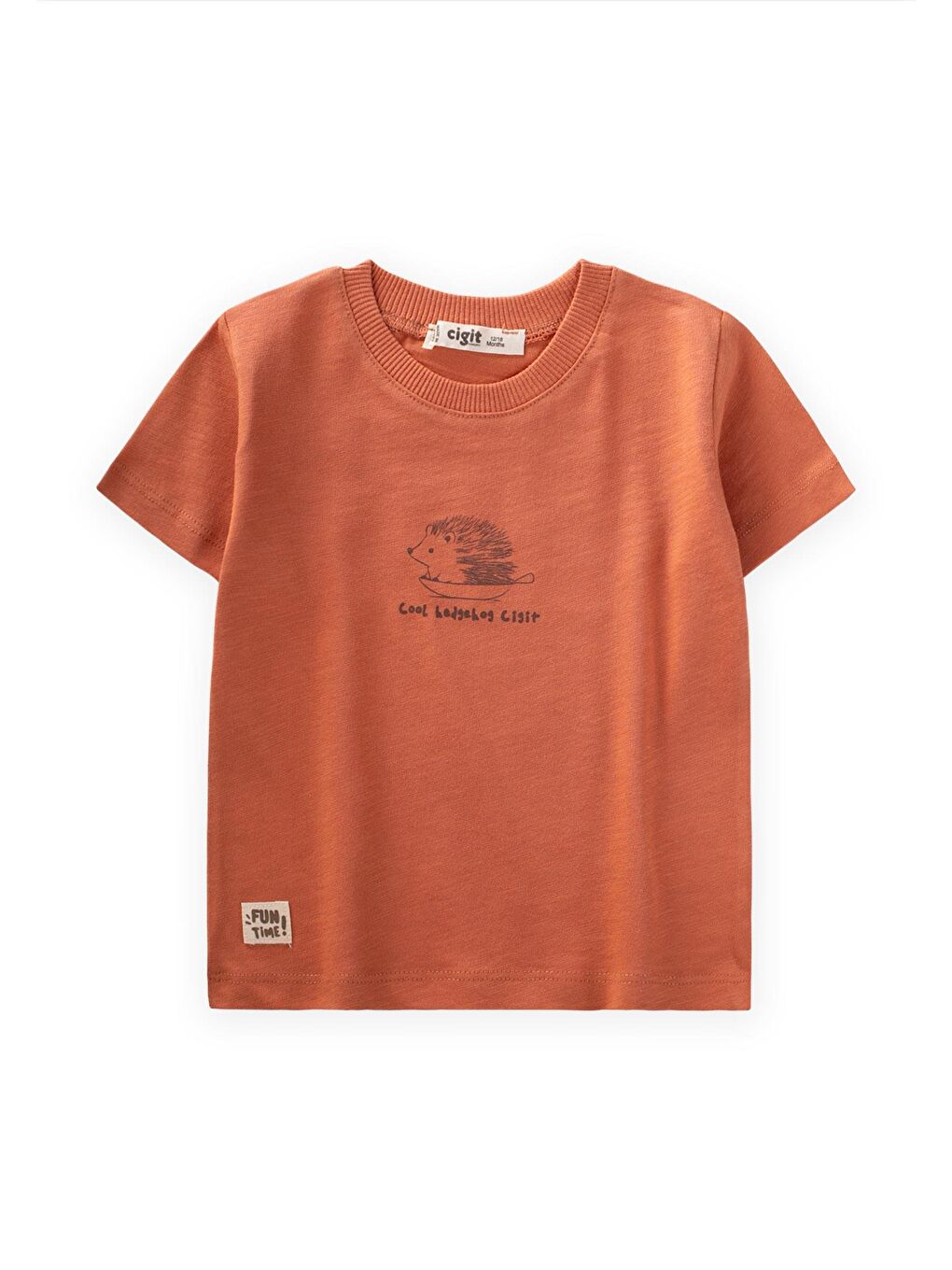 Turuncu Kirpi Baskılı T-Shırt 1-5 Yaş Oranj