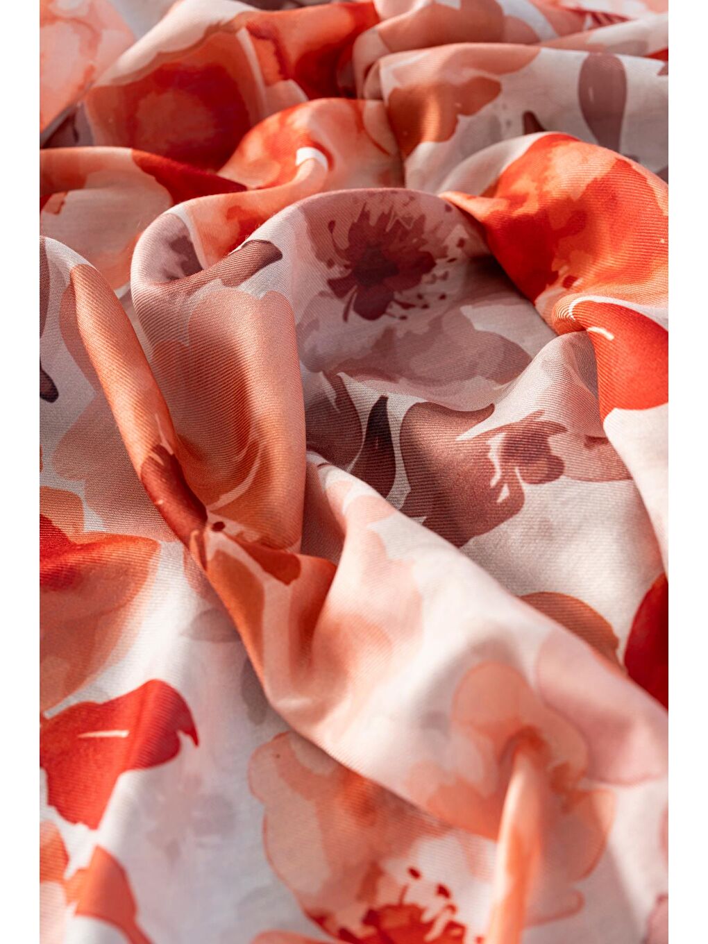 Turuncu Kadın Desenli Peonia Soft Eşarp-2