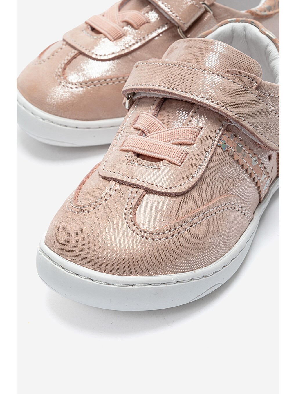 Pembe Unisex Çocuk Pudra Hakiki Deri Günlük Ayakkabı-1