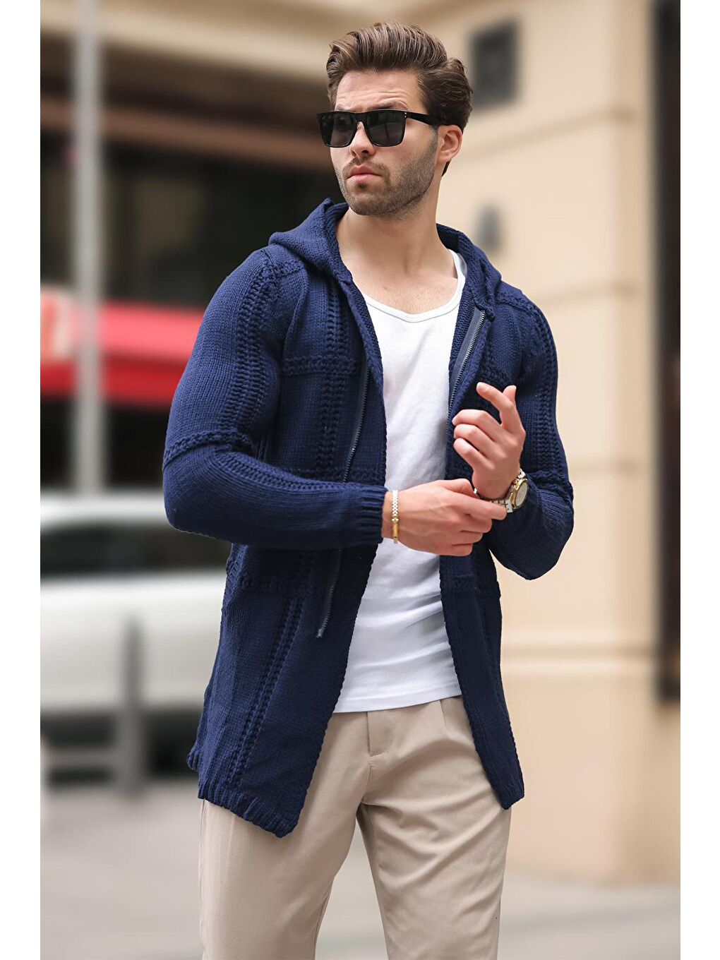 Örgü Detaylı Lacivert Hırka 2793-4-1