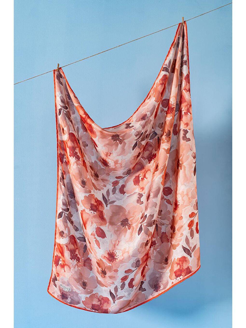 Turuncu Kadın Desenli Peonia Soft Eşarp-3