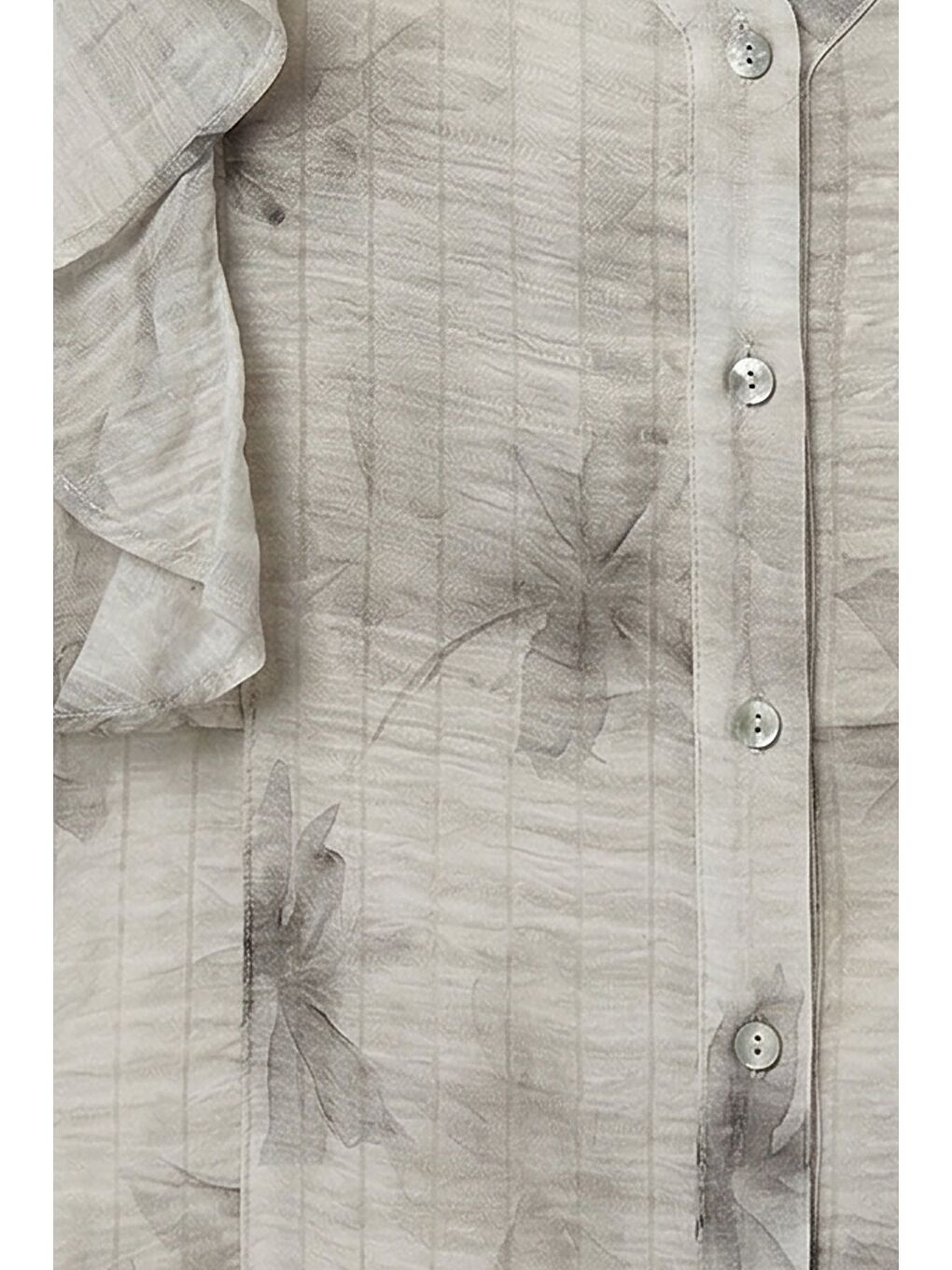 Fırfır Detaylı Gömlek - Gri-4