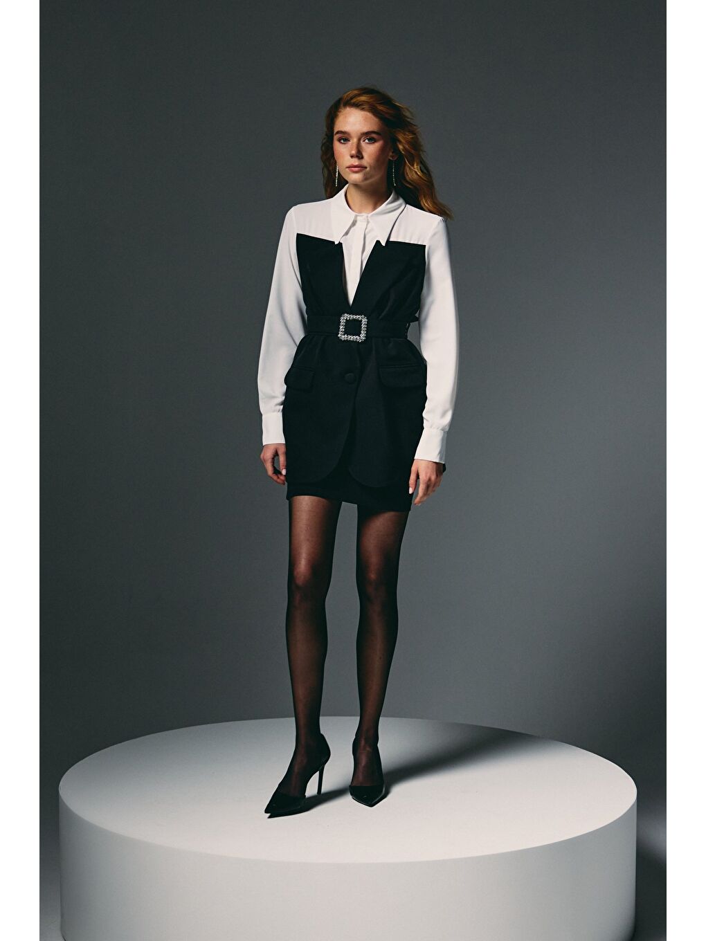 Ceket Görünümlü Gömlek - Siyah-1