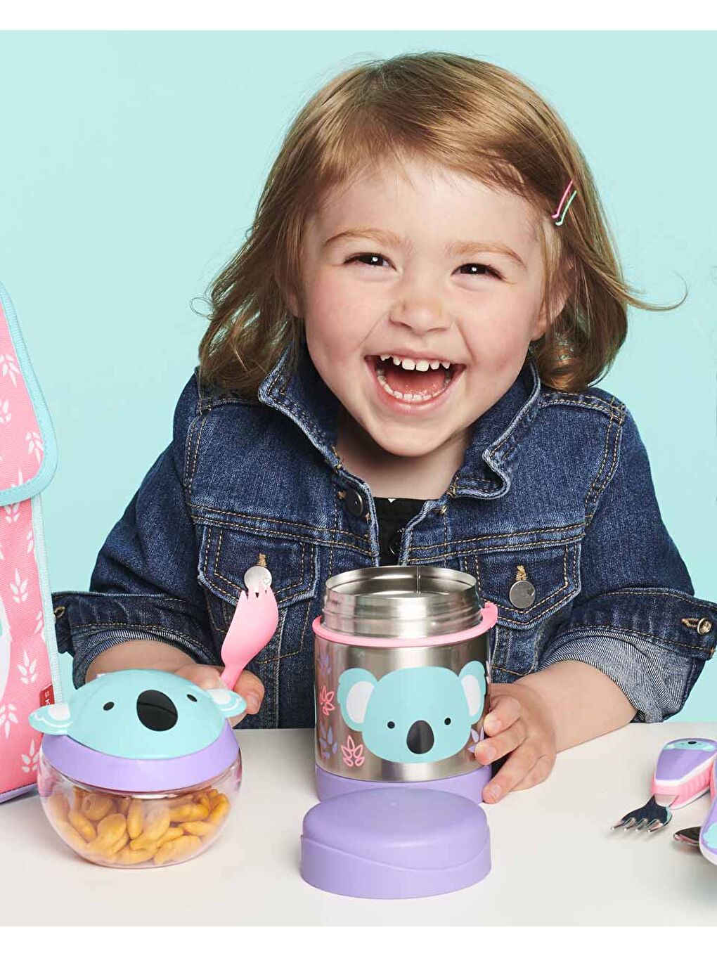 Paslanmaz Çelik Mama Saklama Termosu Seti - Koala-1
