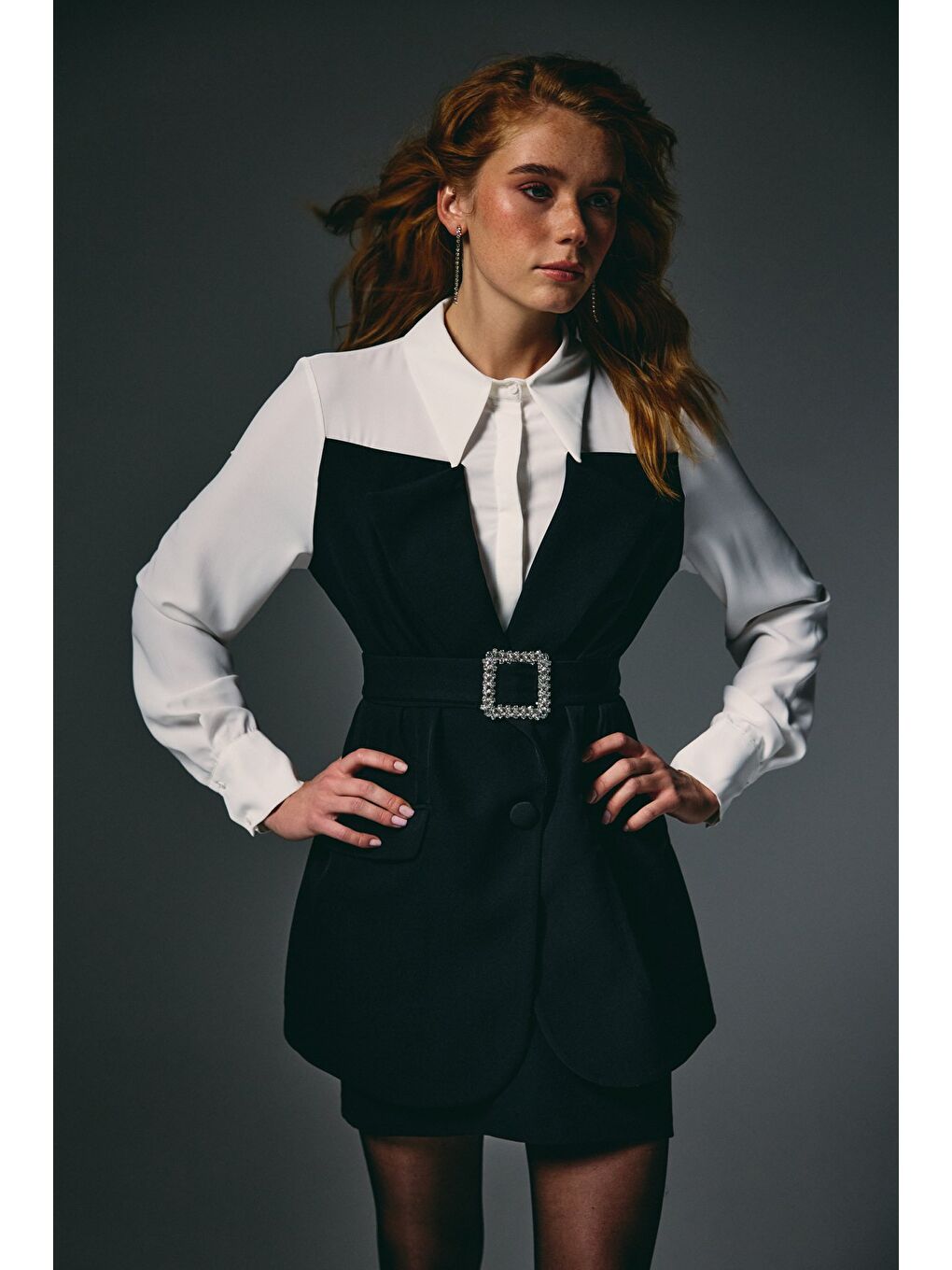 Ceket Görünümlü Gömlek - Siyah-2