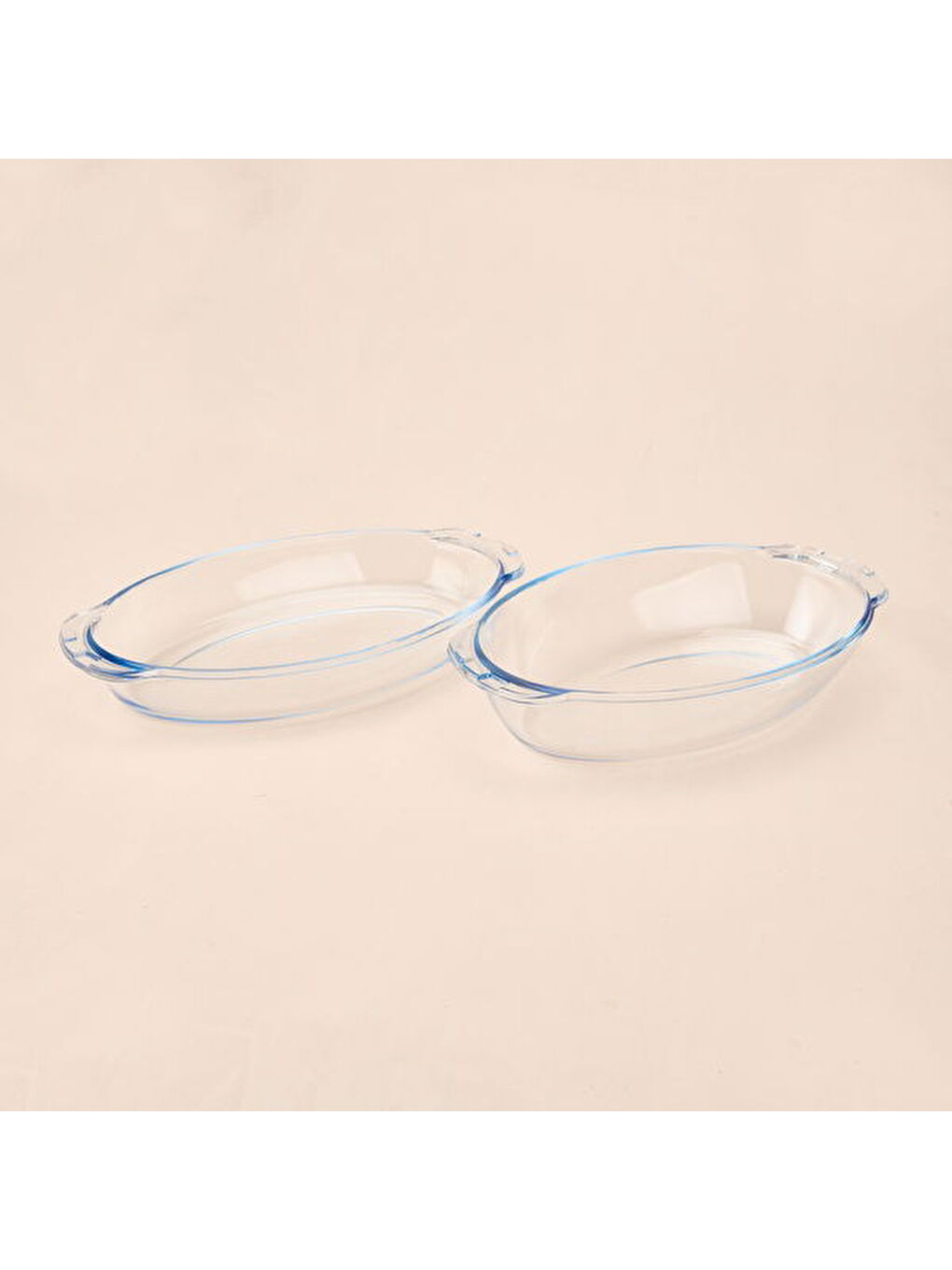Renksiz Twin Isıya Dayanıklı Oval Cam Tencere Seti - Şeffaf-1