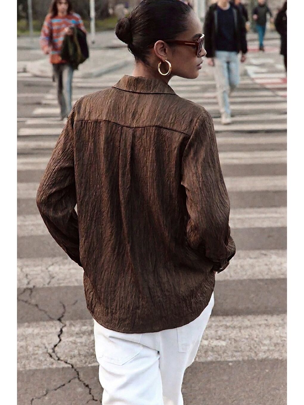 Kahverengi Salaş Gömlek - Koyu Kahve-1
