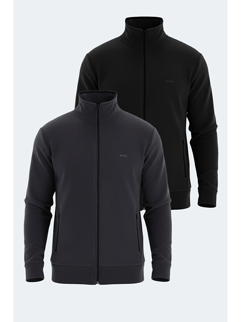 Karışık KADMOS 2 li set Erkek Fermuarlı Dik Yaka Cepli Siyah - Koyu Gri Sweatshirt