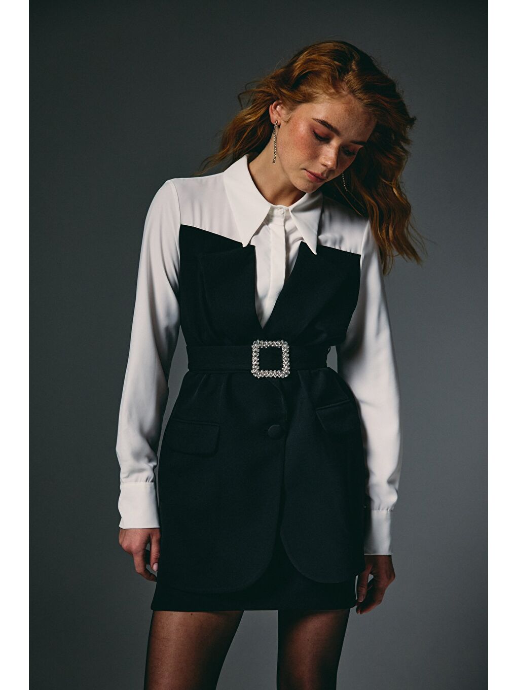 Ceket Görünümlü Gömlek - Siyah-4