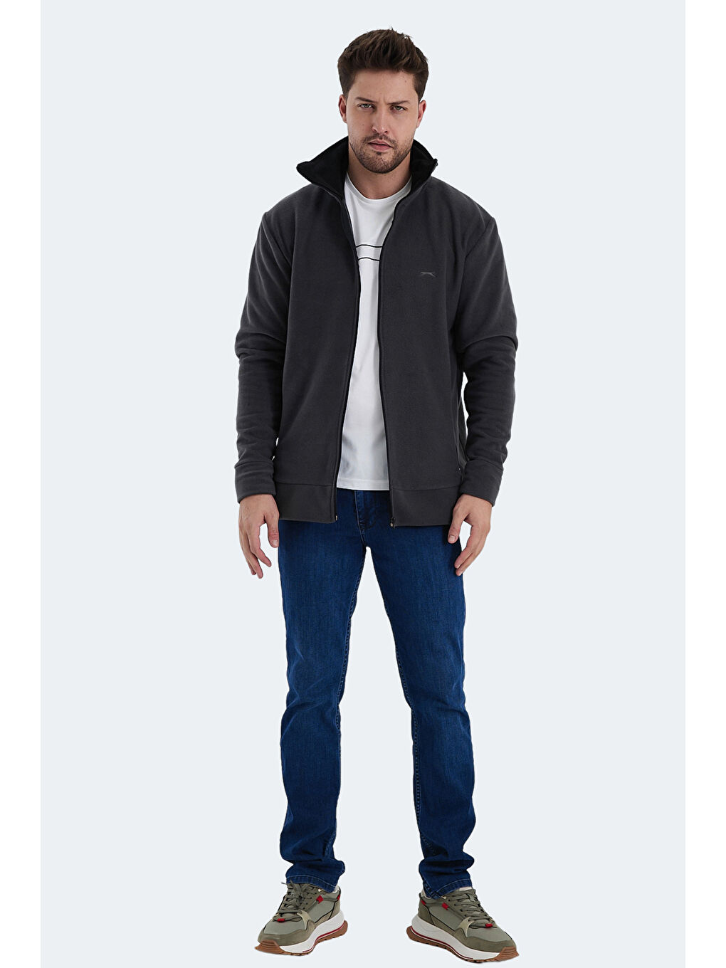 Karışık KADMOS 2 li set Erkek Fermuarlı Dik Yaka Cepli Siyah - Koyu Gri Sweatshirt-6