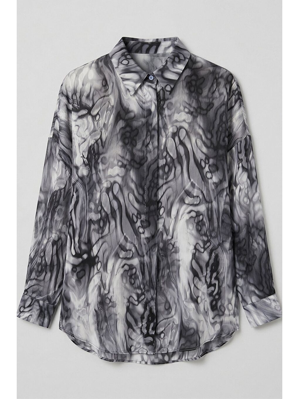 Desenli Salaş Gömlek - Siyah-4