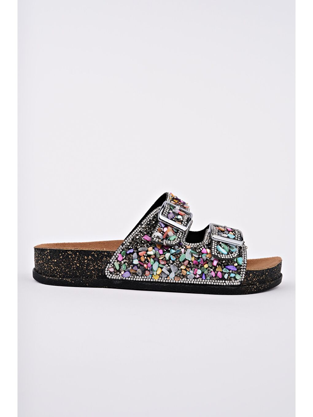 Pembe CRACOW Çift Bantlı Taşlı Ayarlanabilir Kemerli Günlük Kadın Terlik-2