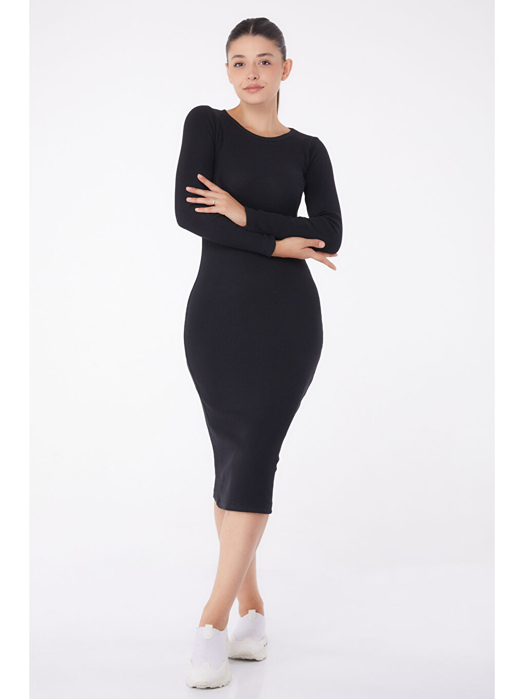 Midi Elbise Siyah - 26126