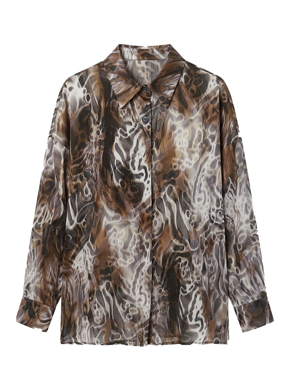 Kahverengi Desenli Salaş Gömlek - Kahve-3