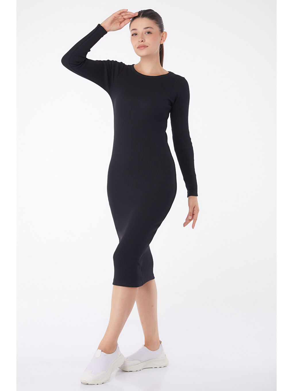 Midi Elbise Siyah - 26126-2