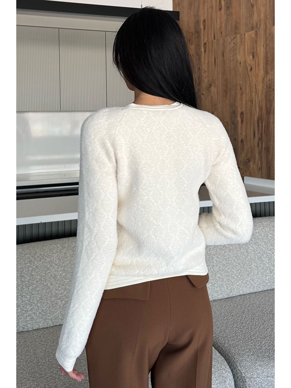 Ekru Taşlı Yumoş Triko Kazak (s,m,l Uyumludur)-3