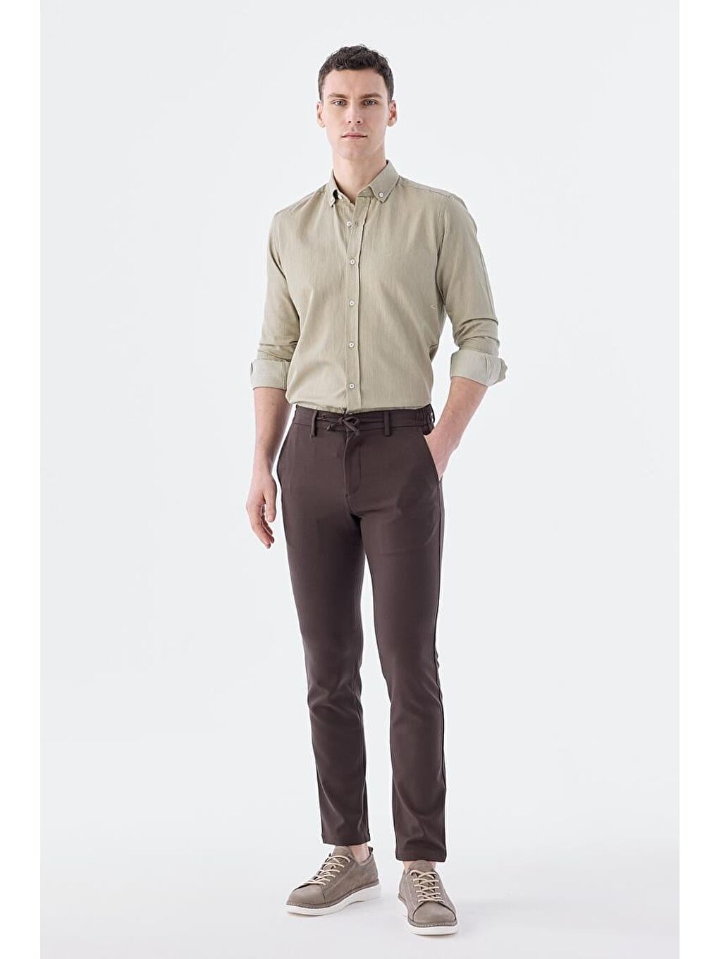 Kahverengi Kahve Comfort Fit Jogger Spor Pantolon-1