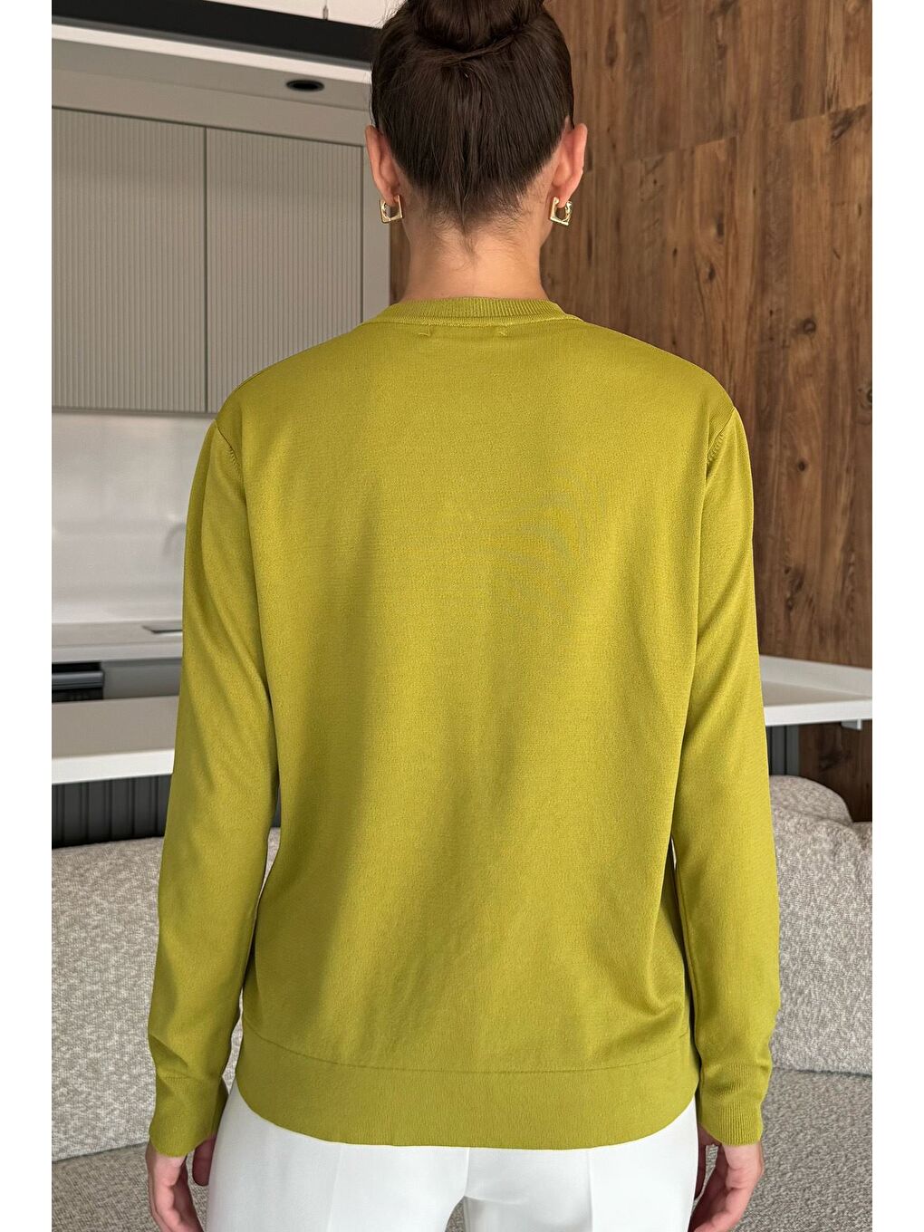 Yeşil Kadın Tül İşlemeli Triko Hırka (s-m-l-xl Uyumludur)-3