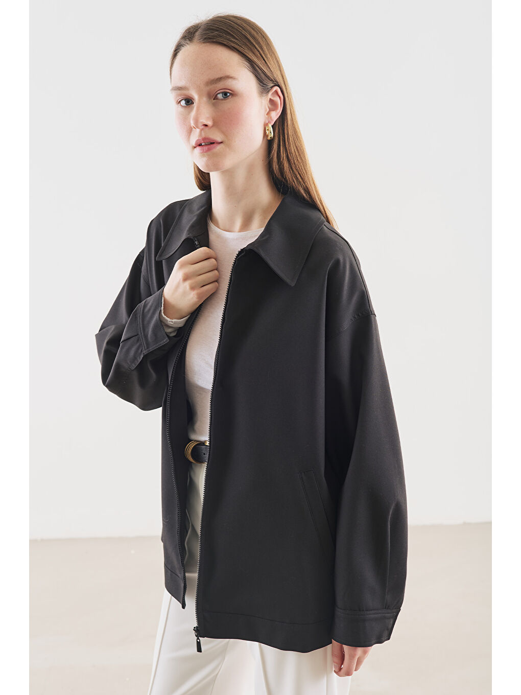 Manşet Detaylı Ceket Siyah-3