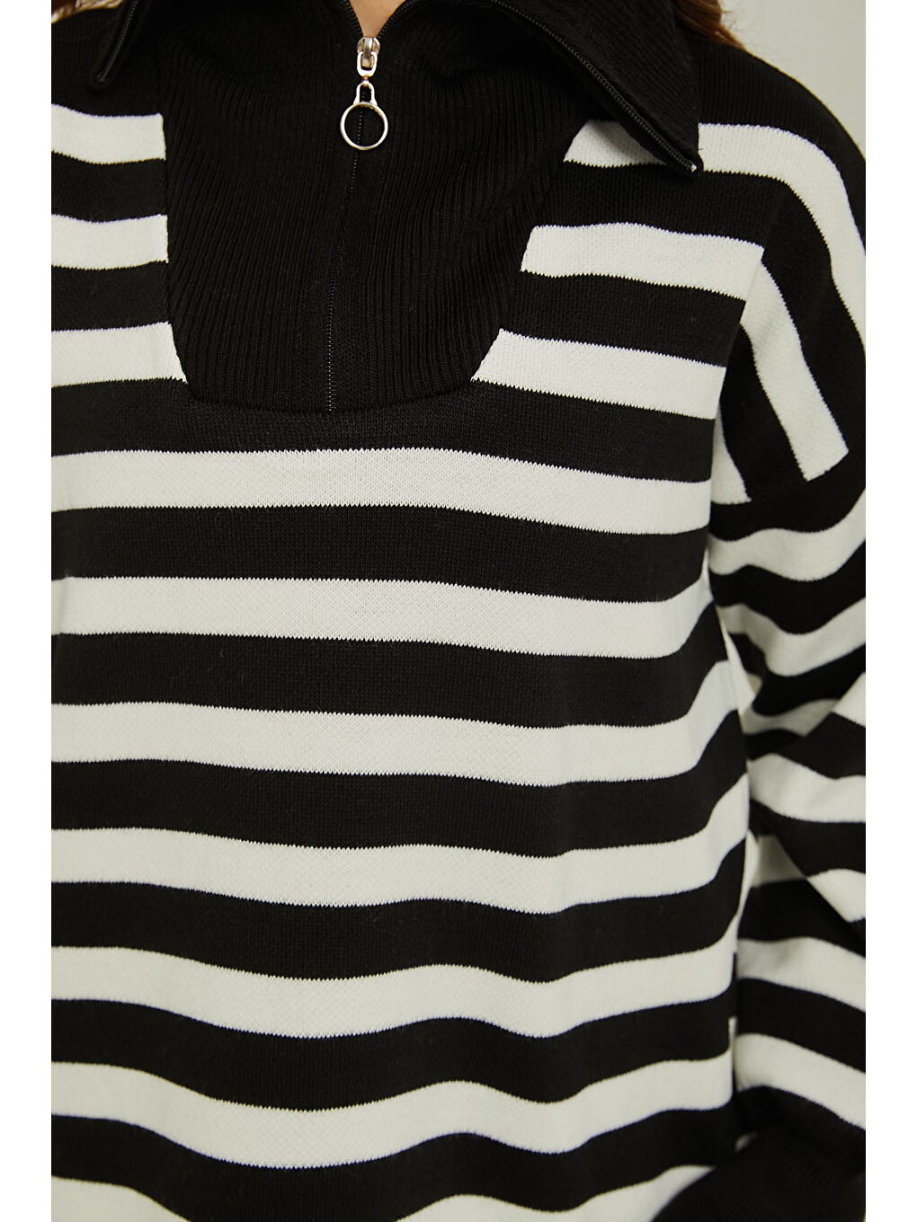 Kamyoncu Yaka Triko Kazak Siyah - 26767-3