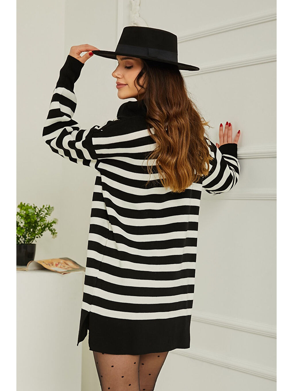 Kamyoncu Yaka Triko Kazak Siyah - 26767-4