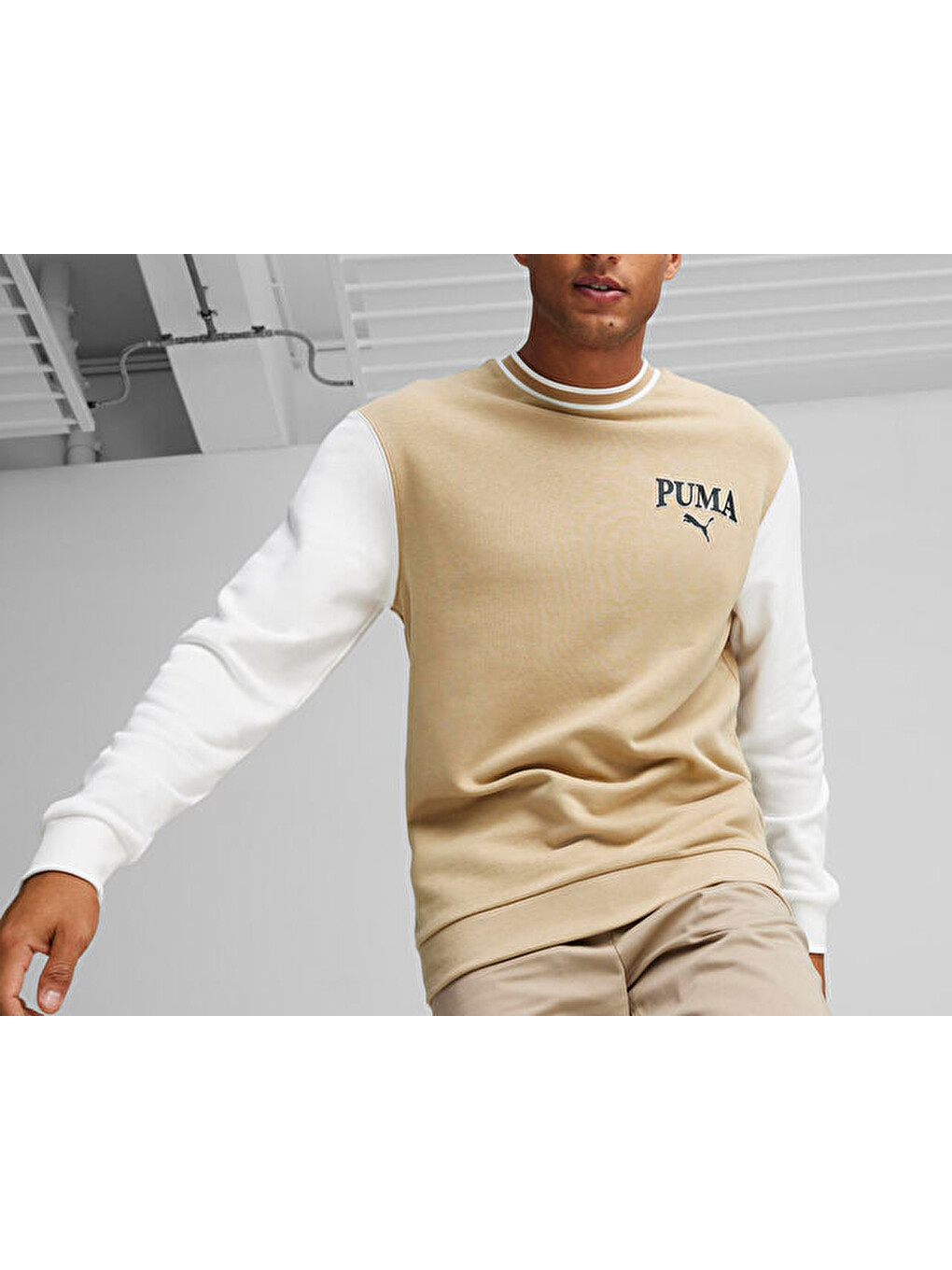Ekru Puma Squad Crew Erkek Günlük Sweatshirt 67897083 Krem-2