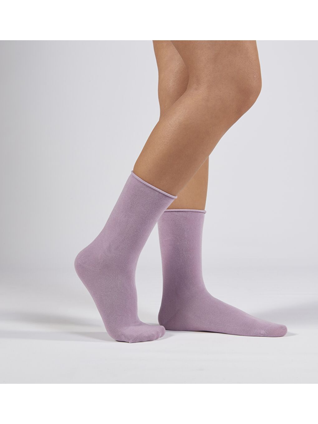 Lila Modal Lastiksiz Dikişsiz Kadın Soket Çorap-1