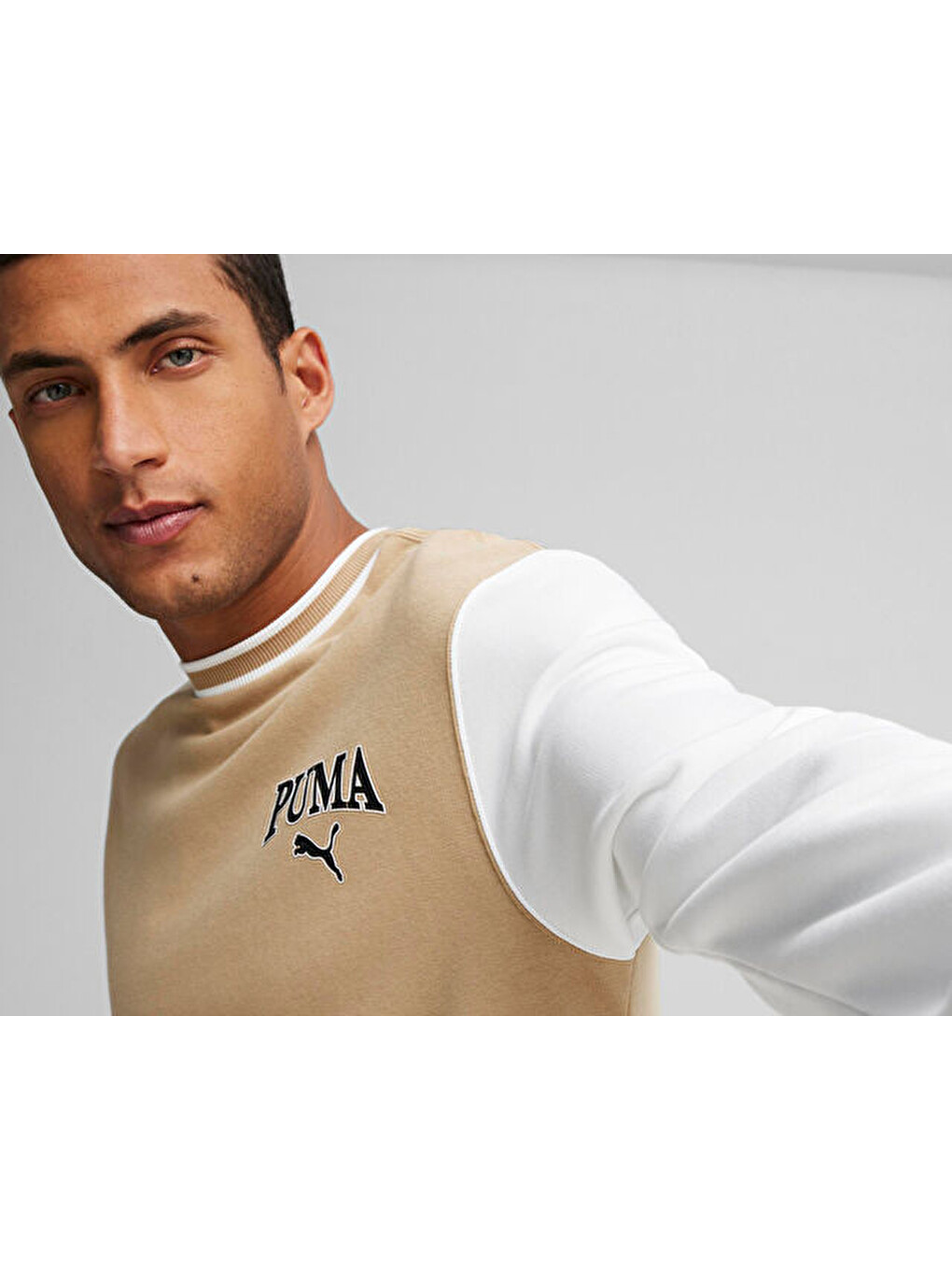 Ekru Puma Squad Crew Erkek Günlük Sweatshirt 67897083 Krem-4