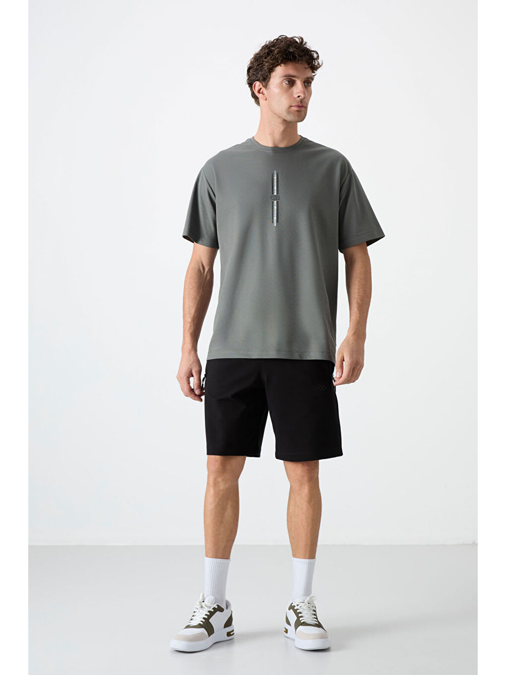 Standart Kalıp 3lü Paket Siyah-Gri Melanj-Parlament Erkek Şort - 81136-3